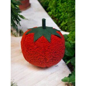 New Red / Green Ripe Summer Beefsteak Tomato Shaped Throw Pillow Room Decor